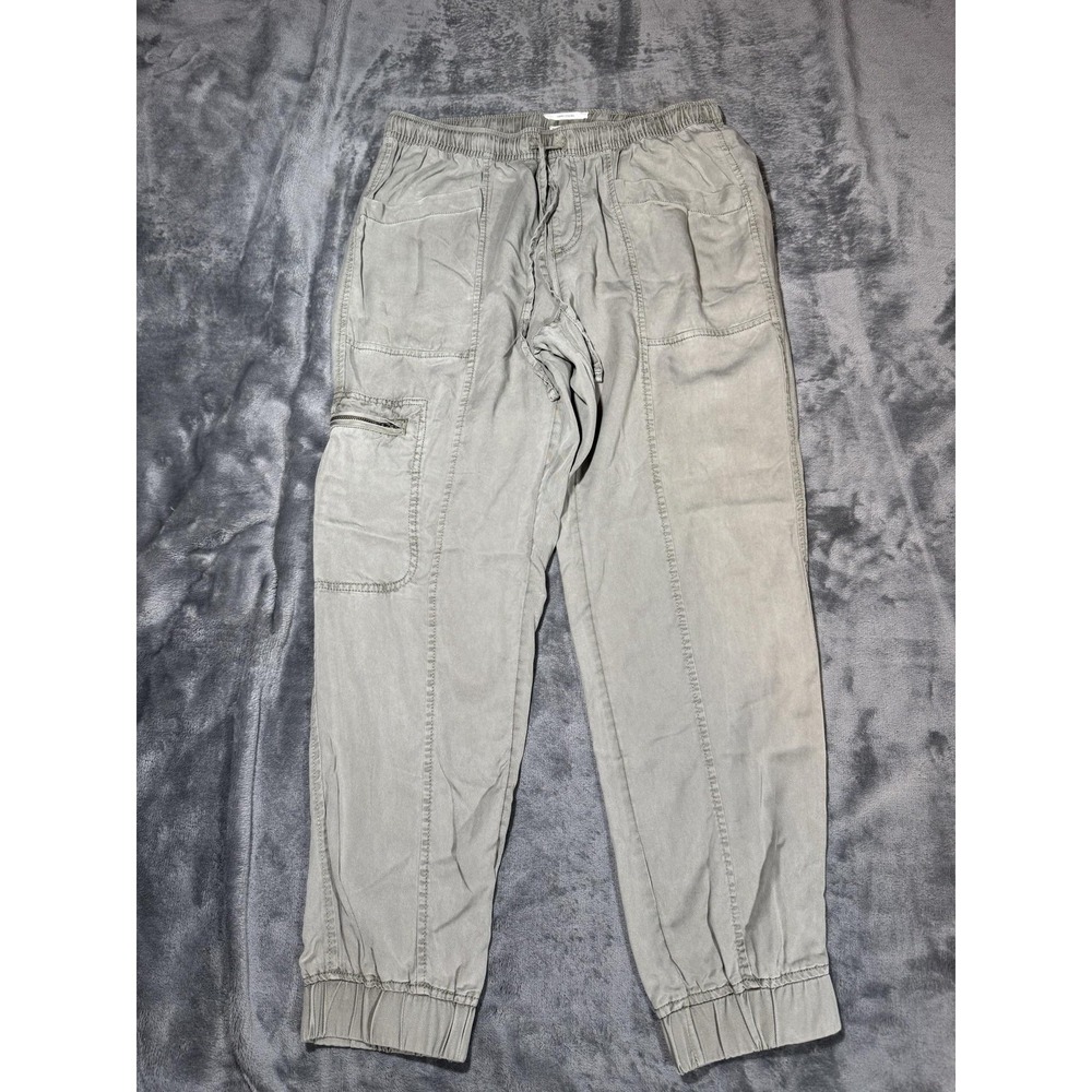 Nicole Miller Pants Womens Medium Green-Gray Jogger Cargo Pockets Elastic Waist